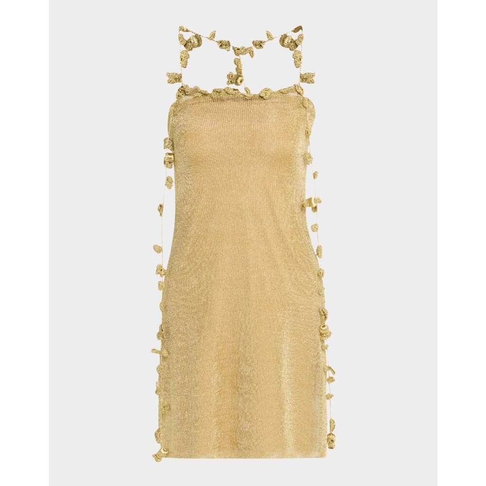 Cult Gaia Alonza Knit Dress in Gold Large New Womens Mini Metallic Cocktail - Picture 12 of 17